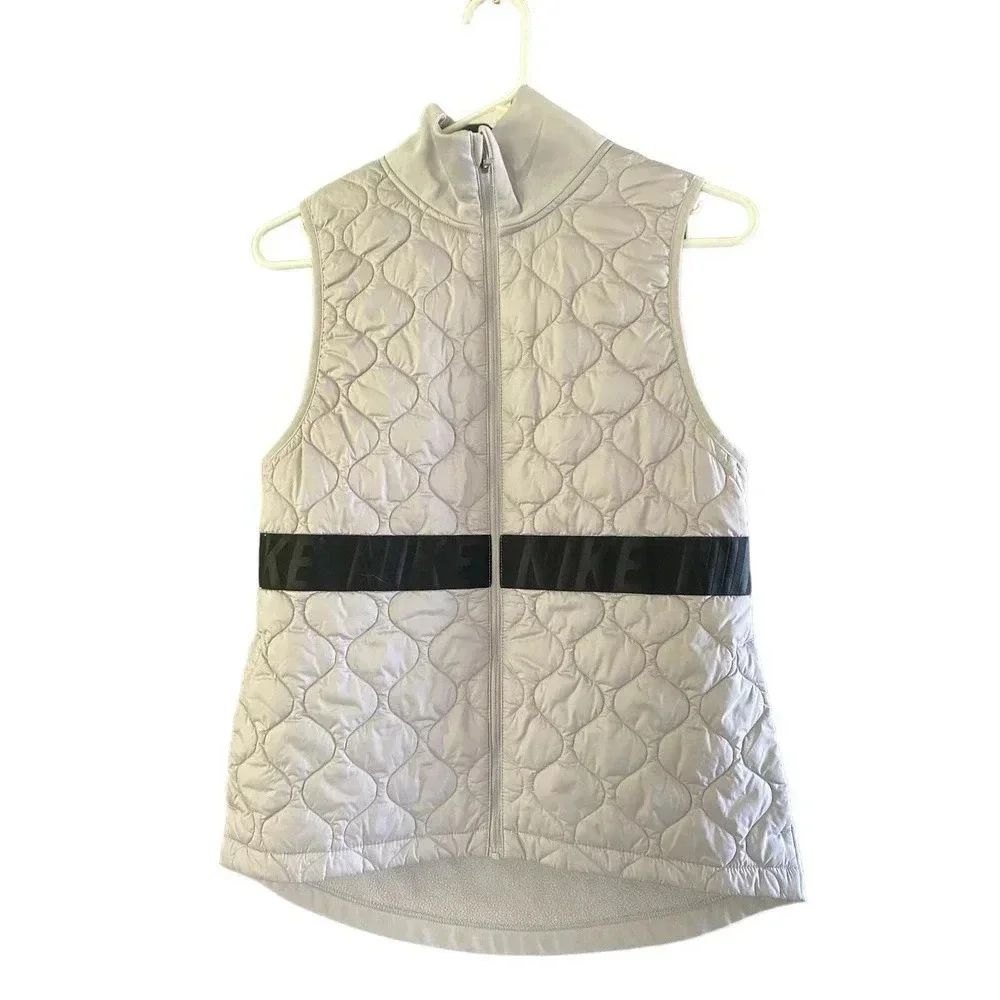 Nike Aerolayer Gray Quilted BV3869-059 Thermal Running Vest Size Small